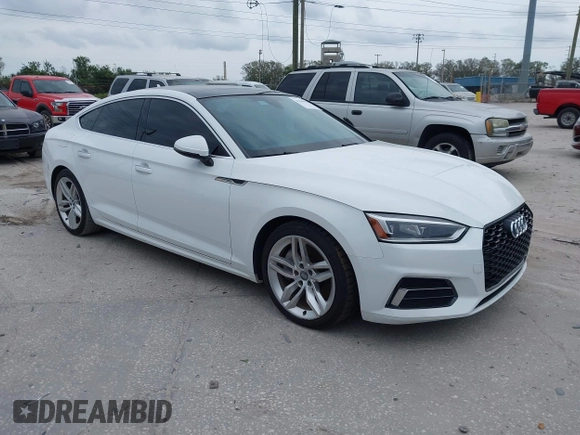 2019 Audi A5 Sportback Premium with VIN WAUANCF53KA064134, listed as a IAAI auction lot 41509093 with 1 mi miles. Bid and sale history available at carsss.com. Image 1.