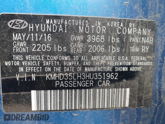 2017 Hyundai Elantra GT with VIN KMHD35LH3HU351962, listed as a IAAI auction lot 41938974 with 114,178 mi miles. Bid and sale history available at carsss.com. Image 9.