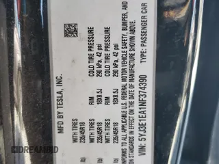 2022 Tesla Model 3 with VIN 5YJ3E1EA1NF374390, listed as a Copart auction lot 52709455 with 44,212 mi miles and Non Repairable. Bid and sale history available at carsss.com. Image 12.