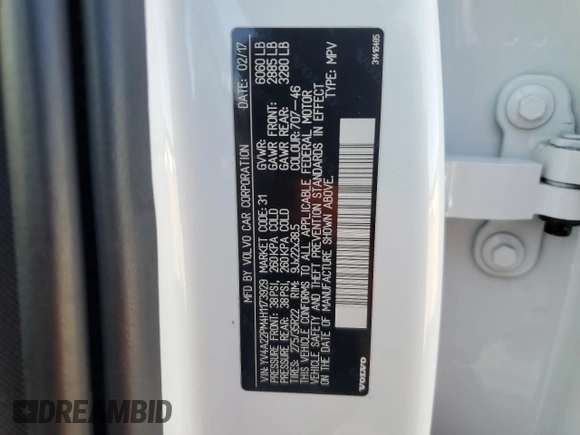 2017 Volvo XC90 R-Design with VIN YV4A22PM4H1173929, listed as a Copart auction lot 54051945 with 82,639 mi miles and Salvage title. Bid and sale history available at DreamBid. Image 13.
