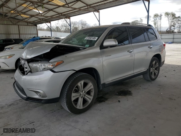 2012 Toyota Highlander Limited with VIN 5TDYK3EH1CS059895, listed as a Copart auction lot 47693105 with 137,250 mi miles and Salvage Title. Bid and sale history available at carsss.com. Image 1.