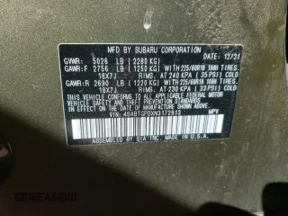 2022 Subaru Outback Touring XT with VIN 4S4BTGPDXN3172913, listed as a Copart auction lot 47364585 with 54,031 mi miles and Salvage title. Bid and sale history available at DreamBid. Image 15.