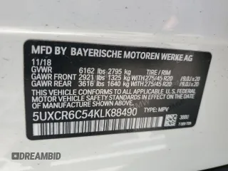 2019 BMW X5 xDrive40i with VIN 5UXCR6C54KLK88490, listed as a Copart auction lot 57917005 with 50,948 mi miles and Salvage title. Bid and sale history available at DreamBid. Image 13.