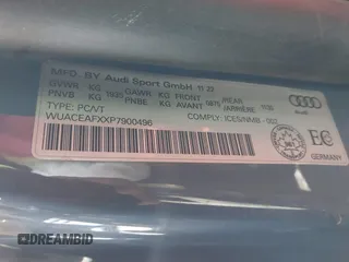 2023 Audi R8 performance quattro with VIN WUACEAFXXP7900496, listed as a IAAI auction lot 40968560 with Not Provided miles and . Bid and sale history available at DreamBid. Image 9.