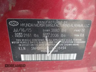 2016 Hyundai Elantra SE z VIN 5NPDH4AE6GH728494, wystawiony jako IAAI lot #42444583 z przebiegiem 100 824 mil mil oraz . Historia ofert i sprzedaży dostępna na DreamBid. Obrazek 9.