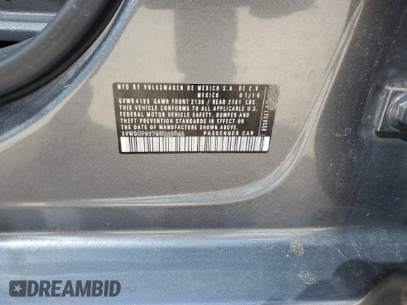 2016 Volkswagen Jetta Sedan 1.4T SE with VIN 3VWD67AJ7GM312546, listed as a Copart auction lot 47805005 with 148,073 mi miles and Salvage Title. Bid and sale history available at carsss.com. Image 14.