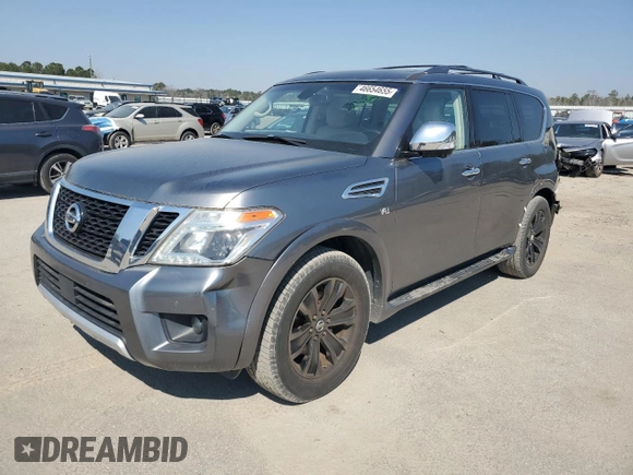 2017 Nissan Armada Platinum with VIN JN8AY2NE2H9707853, listed as a Copart auction lot 46654655 with 69,106 mi miles and Clean Title. Bid and sale history available at carsss.com. Image 1.
