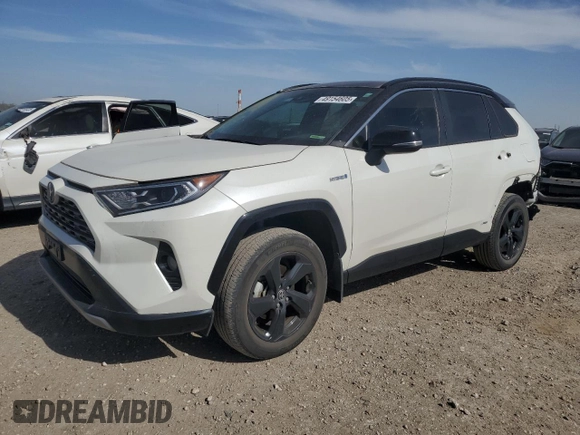 2021 Toyota RAV4 Hybrid XSE with VIN 4T3E6RFV2MU047334, listed as a Copart auction lot 49154605 with 33,588 mi miles and Salvage Title. Bid and sale history available at carsss.com. Image 1.