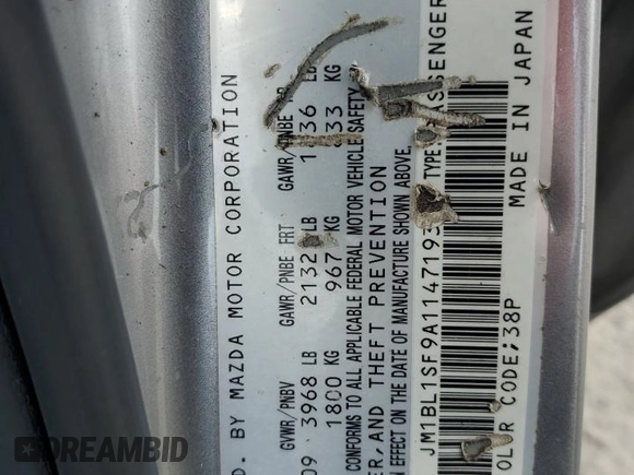 2010 Mazda 3 i Sport z VIN JM1BL1SF9A1147193, wystawiony jako Copart lot #54088185 z przebiegiem 211 370 mil mil oraz Szkoda całkowita • Salvage title. Historia ofert i sprzedaży dostępna na DreamBid. Obrazek 12.