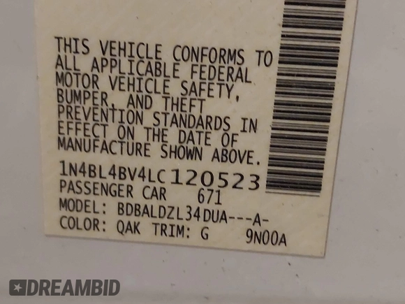 2020 Nissan Altima 2.5 S with VIN 1N4BL4BV4LC120523, listed as a IAAI auction lot 42022201 with 93,446 mi miles and . Bid and sale history available at carsss.com. Image 9.