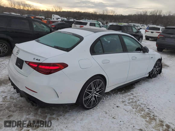 2024 Mercedes-Benz C 43 AMG z VIN W1KAF8HB9RR236684, wystawiony jako Copart lot #45281485 z przebiegiem 467 mil mil oraz Szkoda całkowita • Salvage title. Historia ofert i sprzedaży dostępna na DreamBid. Obrazek 3.