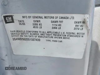 2005 Buick LaCrosse CXL z VIN 2G4WD562551327439, wystawiony jako IAAI lot #42154406 z przebiegiem Nie podano mil oraz . Historia ofert i sprzedaży dostępna na DreamBid. Obrazek 9.