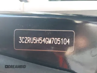 2016 Honda HR-V EX with VIN 3CZRU5H54GM705104, listed as a IAAI auction lot 41421312 with 117,020 mi miles. Bid and sale history available at carsss.com. Image 9.