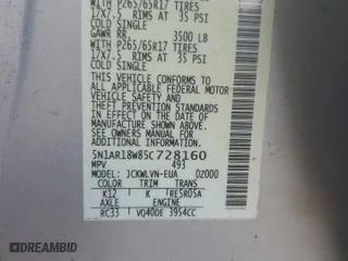 2005 Nissan Pathfinder LE with VIN 5N1AR18W85C728160, listed as a Copart auction lot 44392655 with 74,894 mi miles and Salvage Title. Bid and sale history available at carsss.com. Image 13.