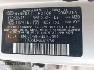 2016 Hyundai Accent SE z VIN KMHCT4AE9GU107391, wystawiony jako IAAI lot #42432983 z przebiegiem 132 260 mil mil oraz . Historia ofert i sprzedaży dostępna na DreamBid. Obrazek 9.