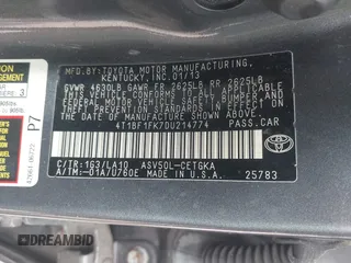 2013 Toyota Camry L with VIN 4T1BF1FK7DU214774, listed as a IAAI auction lot 42121841 with 274,430 mi miles. Bid and sale history available at carsss.com. Image 9.