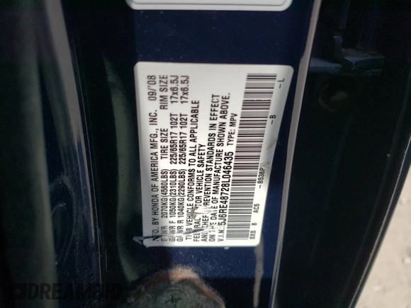 2008 Honda CR-V EX-L with VIN 5J6RE48728L046435, listed as a Copart auction lot 53683705 with 217,360 mi miles and Clean Title. Bid and sale history available at carsss.com. Image 14.