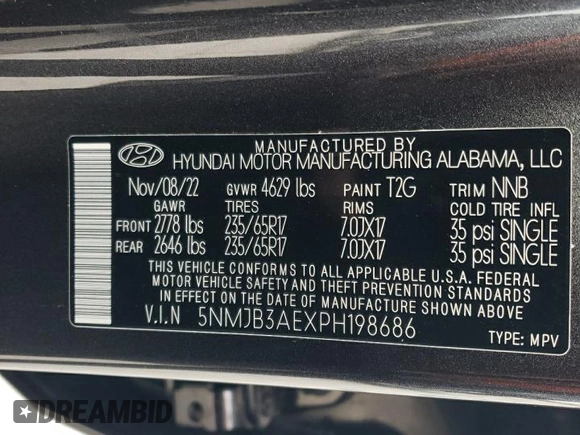 2023 Hyundai Tucson SEL with VIN 5NMJB3AEXPH198686, listed as a Copart auction lot 79963954 with 37,949 mi miles and Salvage Title. Bid and sale history available at carsss.com. Image 14.