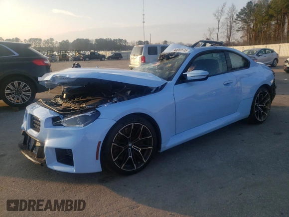 2023 BMW M2 with VIN 3MF13DM09P8D64590, listed as a Copart auction lot 44080105 with 0 mi miles and Salvage Title. Bid and sale history available at carsss.com. Image 1.