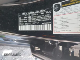 2018 Mercedes-Benz E 300 with VIN WDDZF4KB0JA394337, listed as a IAAI auction lot 42535687 with 40,509 mi miles and . Bid and sale history available at DreamBid. Image 9.