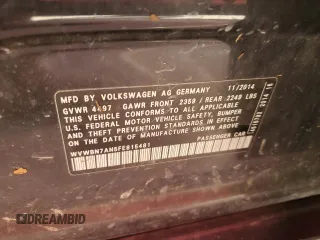2015 Volkswagen CC R-Line with VIN WVWBN7AN5FE815481, listed as a Copart auction lot 74783724 with 0 mi miles and Salvage Title. Bid and sale history available at carsss.com. Image 12.