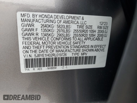 2024 Acura MDX w/A-Spec Package with VIN 5J8YE1H02RL019726, listed as a Copart auction lot 41755585 with 4,798 mi miles and Salvage Title. Bid and sale history available at carsss.com. Image 13.