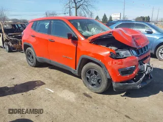 2018 Jeep Compass Sport with VIN 3C4NJCAB2JT169736, listed as a IAAI auction lot 41794046 with 86,998 mi miles. Bid and sale history available at carsss.com. Image 1.