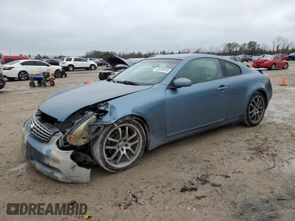 2005 Infiniti G35 Coupe with VIN JNKCV54E25M401064, listed as a Copart auction lot 42576515 with 217,108 mi miles and Salvage Title. Bid and sale history available at carsss.com. Image 1.