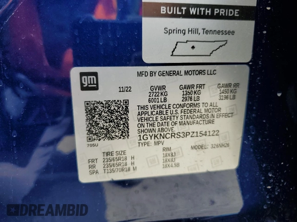 2023 Cadillac XT5 FWD Premium Luxury with VIN 1GYKNCRS3PZ154122, listed as a Copart auction lot 53667425 with 52,279 mi miles and Salvage Title. Bid and sale history available at carsss.com. Image 13.