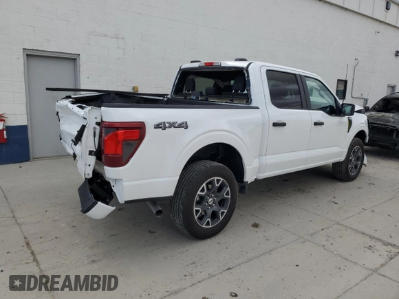 2024 Ford F-150 STX with VIN 1FTEW2LP8RKD25196, listed as a Copart auction lot 49453105 with 13,449 mi miles and Salvage Title. Bid and sale history available at carsss.com. Image 3.