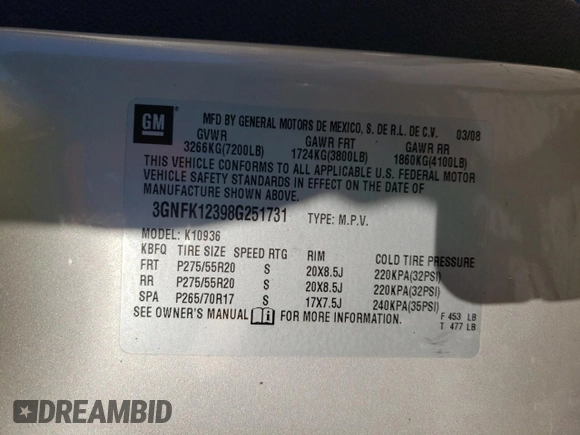 2008 Chevrolet Avalanche LTZ with VIN 3GNFK12398G251731, listed as a Copart auction lot 75665554 with 175,899 mi miles and Clean Title. Bid and sale history available at DreamBid. Image 12.