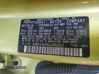 2020 Hyundai Kona Limited with VIN KM8K33A56LU493221, listed as a Copart auction lot 68171752 with 60,744 mi miles. Bid and sale history available at carsss.com. Image 14.