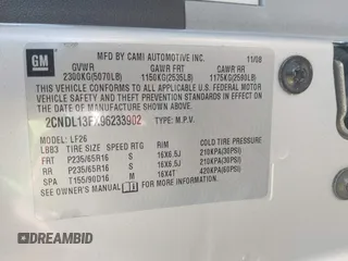 2009 Chevrolet Equinox LS with VIN 2CNDL13FX96233902, listed as a IAAI auction lot 40860018 with 137,213 mi miles and . Bid and sale history available at DreamBid. Image 9.