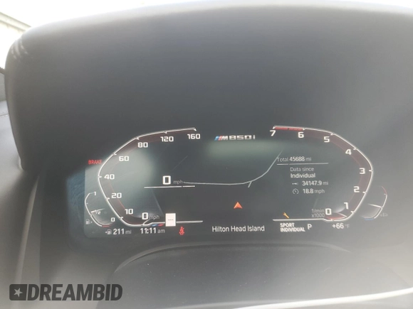 2021 BMW 8 Series M850i with VIN WBAGV8C01MCF46837, listed as a Copart auction lot 84396514 with 45,688 mi miles and Salvage Title. Bid and sale history available at DreamBid. Image 9.