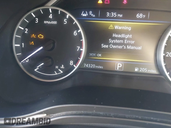 2020 Nissan Maxima SR with VIN 1N4AA6EVXLC365710, listed as a IAAI auction lot 40969464 with 74,320 mi miles and . Bid and sale history available at DreamBid. Image 15.