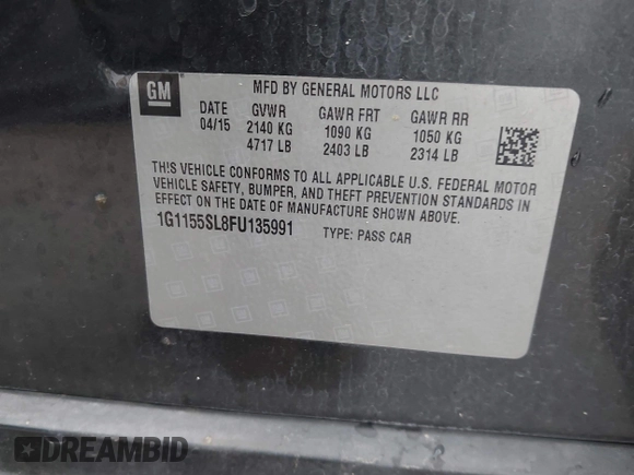 2015 Chevrolet Impala LTZ with VIN 1G1155SL8FU135991, listed as a IAAI auction lot 41895946 with 150,332 mi miles and . Bid and sale history available at DreamBid. Image 9.