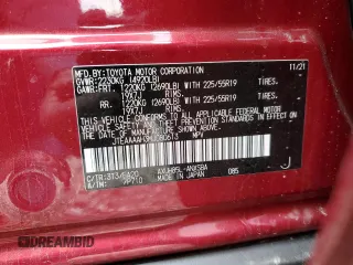 2021 Toyota Venza LE with VIN JTEAAAAH3MJ080613, listed as a Copart auction lot 66125502 with 8,154 mi miles. Bid and sale history available at carsss.com. Image 10.