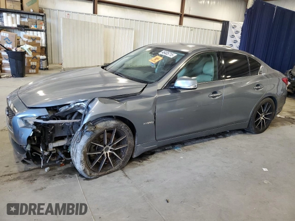 2014 Infiniti Q50 Hybrid Sport with VIN JN1AV7AP2EM690640, listed as a Copart auction lot 46405715 with 230,507 mi miles and Salvage Title. Bid and sale history available at carsss.com. Image 1.