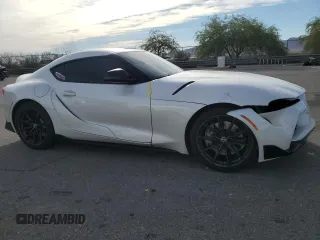 2023 Toyota GR Supra 3.0 with VIN WZ1DB0G00PW055929, listed as a Copart auction lot 76407574 with 16,889 mi miles and Salvage Title. Bid and sale history available at carsss.com. Image 4.