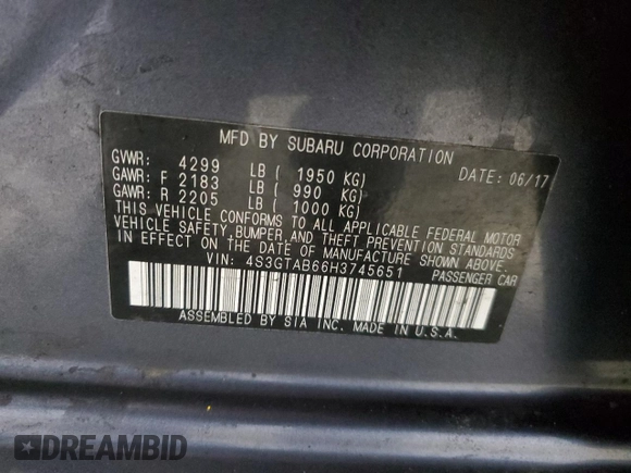 2017 Subaru Impreza Premium z VIN 4S3GTAB66H3745651, wystawiony jako Copart lot #48931305 z przebiegiem 123 186 mil mil oraz Szkoda całkowita • Salvage title. Historia ofert i sprzedaży dostępna na DreamBid. Obrazek 13.