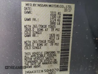 2018 Nissan Titan SV z VIN 1N6AA1E51JN504070, wystawiony jako Copart lot #54471665 z przebiegiem 179 603 mil mil oraz Szkoda całkowita • Salvage title. Historia ofert i sprzedaży dostępna na DreamBid. Obrazek 12.