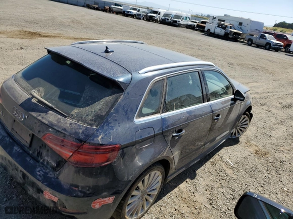 2017 Audi A3 Sportback e-tron Premium Plus with VIN WAUTPBFF7HA146009, listed as a Copart auction lot 58460494 with 124,656 mi miles and Salvage Title. Bid and sale history available at carsss.com. Image 3.