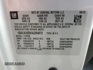 2010 GMC Acadia SLE z VIN 1GKLVLEDXAJ264872, wystawiony jako Copart lot #53799985 z przebiegiem 181 110 mil mil oraz Szkoda całkowita • Salvage title. Historia ofert i sprzedaży dostępna na DreamBid. Obrazek 13.