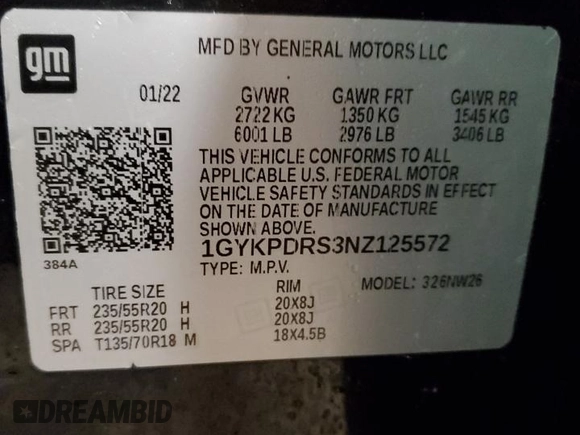 2022 Cadillac XT6 Premium Luxury z VIN 1GYKPDRS3NZ125572, wystawiony jako Copart lot #43626965 z przebiegiem 63 923 mil mil oraz Nie do naprawy • Non repairable. Historia ofert i sprzedaży dostępna na DreamBid. Obrazek 14.