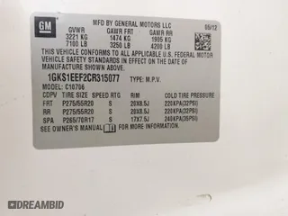 2012 GMC Yukon Denali with VIN 1GKS1EEF2CR315077, listed as a IAAI auction lot 41470831 with 182,268 mi miles. Bid and sale history available at carsss.com. Image 9.