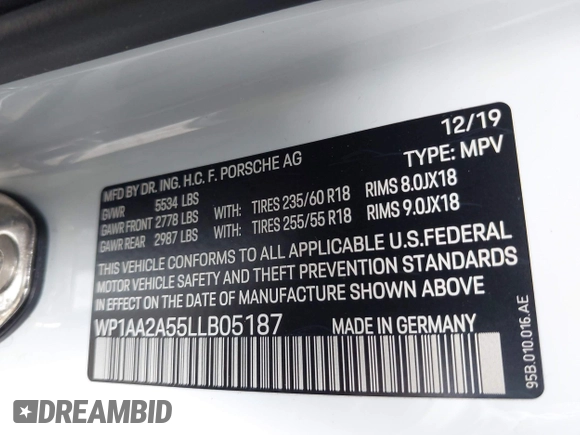 2020 Porsche Macan z VIN WP1AA2A55LLB05187, wystawiony jako IAAI lot #42037890 z przebiegiem 25 417 mil mil oraz . Historia ofert i sprzedaży dostępna na DreamBid. Obrazek 9.
