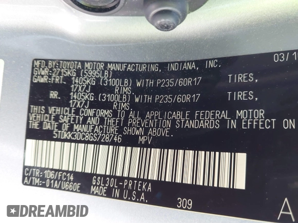 2016 Toyota Sienna LE AAS with VIN 5TDKK3DC8GS728746, listed as a IAAI auction lot 41771751 with 148,774 mi miles. Bid and sale history available at carsss.com. Image 9.