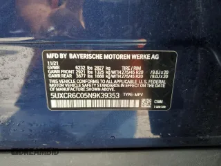 2022 BMW X5 xDrive40i z VIN 5UXCR6C05N9K39353, wystawiony jako Copart lot #51664805 z przebiegiem Nie podano mil oraz Szkoda całkowita • Salvage title. Historia ofert i sprzedaży dostępna na DreamBid. Obrazek 12.