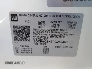 2023 Chevrolet Silverado 1500 LT with VIN 3GCPACEK3PG250460, listed as a Copart auction lot 41541585 with Not Provided miles and Clean Title. Bid and sale history available at DreamBid. Image 12.
