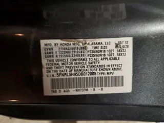 2013 Honda Odyssey Touring with VIN 5FNRL5H95DB012005, listed as a Copart auction lot 46259115 with 195,534 mi miles and Salvage Title. Bid and sale history available at carsss.com. Image 15.